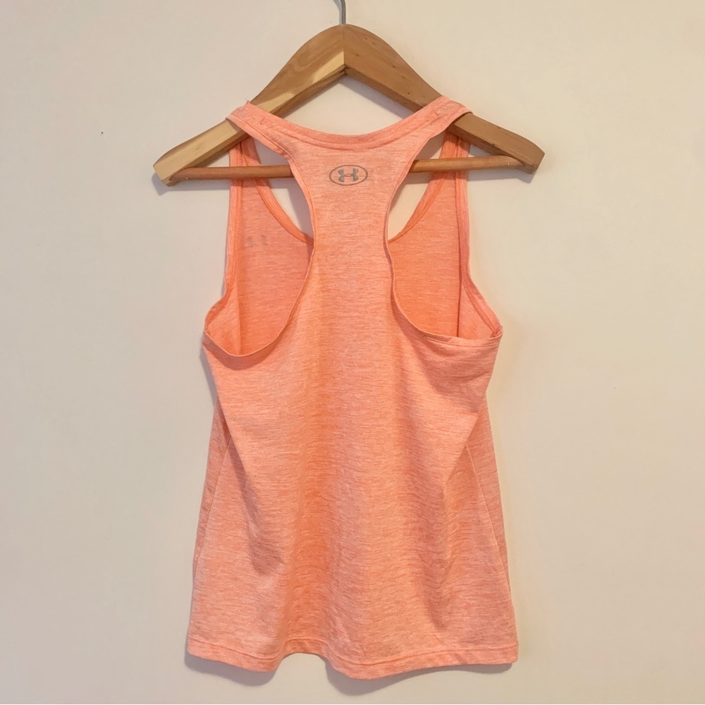 Under Armour Heatgear Racer Back Workout Tank Top Coral Pink Women Sz Small - Picture 2 of 5